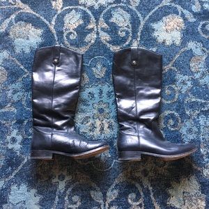 Frye, black leather riding boots